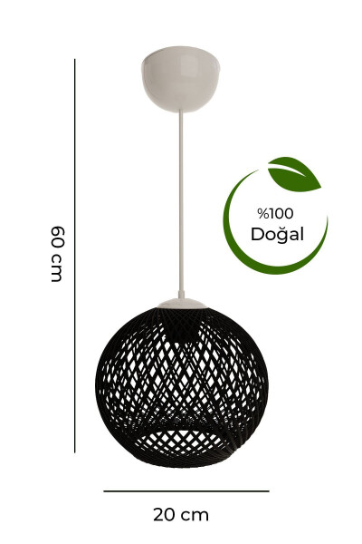 Чёрная подвесная люстра-шарик с белым кабелем - 3