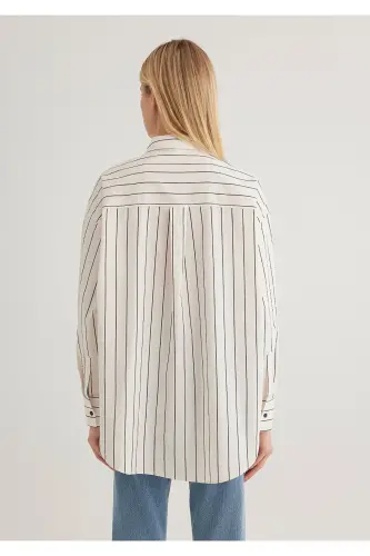 Черная Полосатая Рубашка Oversize / Свободный Крой 121042 - 5