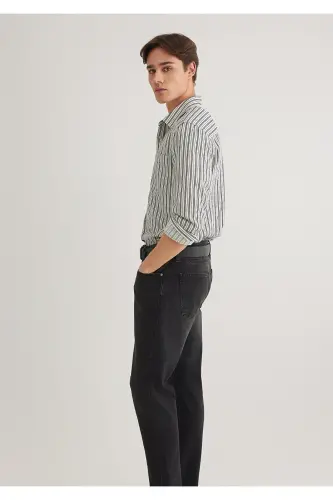 Чёрная Полосатая Рубашка Slim Fit / Узкий Крой 0211425- - 3