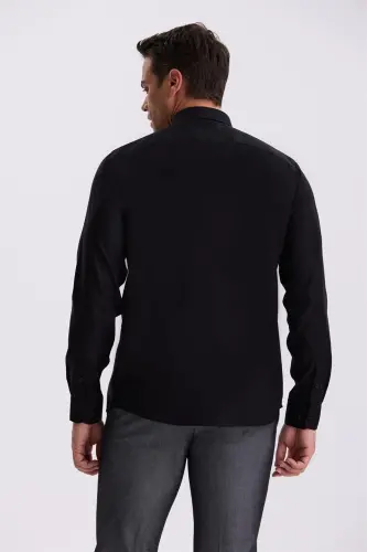 Черная рубашка Comfort Fit из 100% хлопка Non-Iron, не требующая глажки - 4