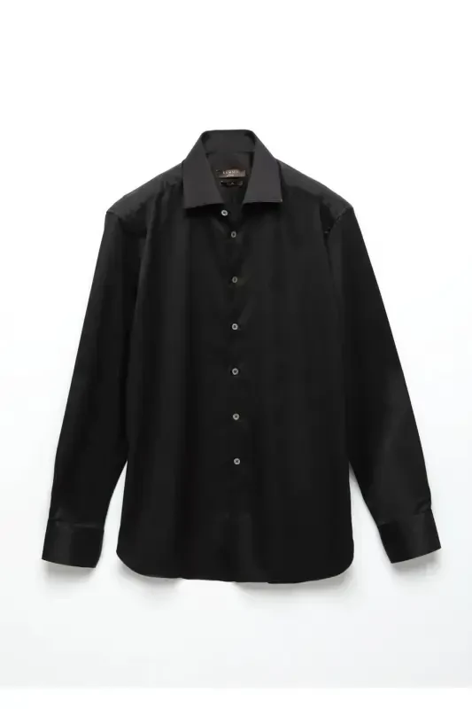 Черная рубашка Regular Fit без глажки из 100% хлопка. - RAMSEY