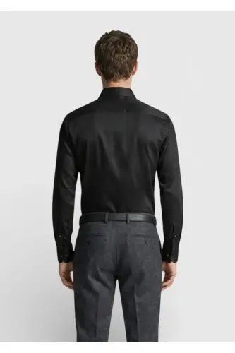 Черная рубашка Regular Fit без глажки из 100% хлопка. - 4