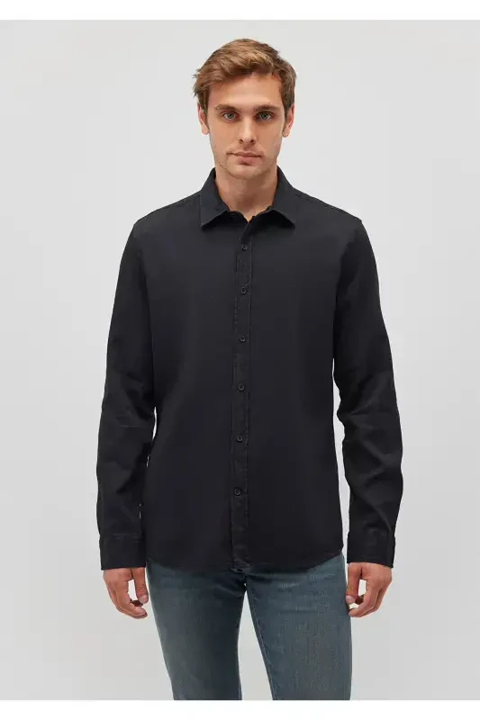 Черная Рубашка Slim Fit / Узкий Крой 0211091-900 - 3