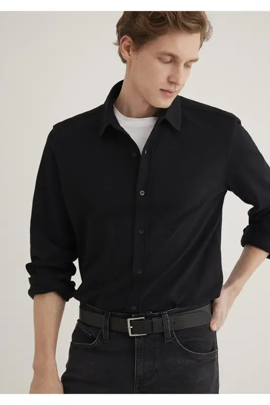 Черная Рубашка Slim Fit / Узкий Крой 0211583-900-Siya - 1