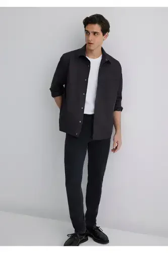 Чёрная Рубашка Свободного Кроя / Свободный Крой 0211551-9 - 1