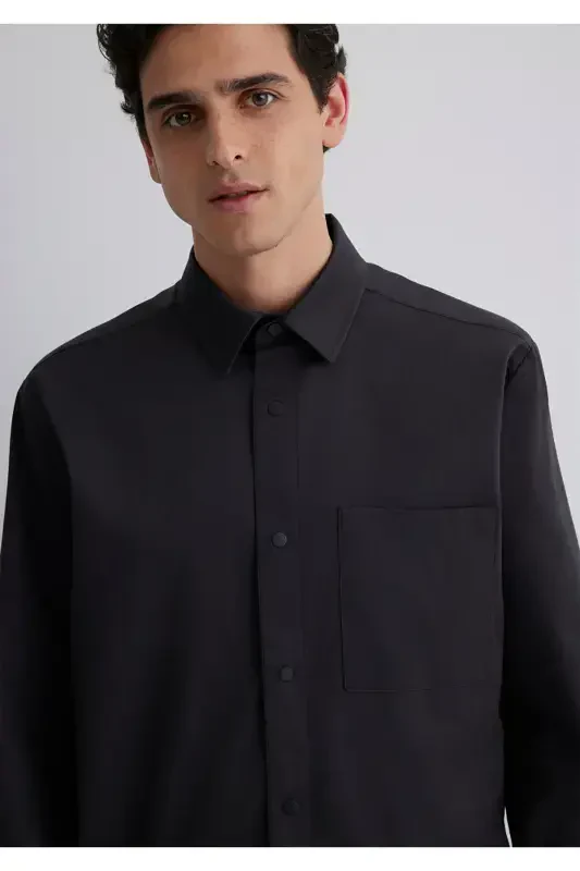 Чёрная Рубашка Свободного Кроя / Свободный Крой 0211551-9 - 6