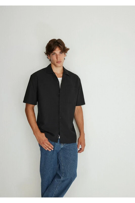 Чёрная рубашка Tencel Tm Lyocell свободного кроя / Свободный крой - 1