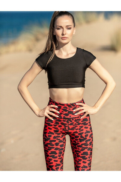 Черная спортивная футболка с коротким рукавом (спортивный бюстгальтер) - 3