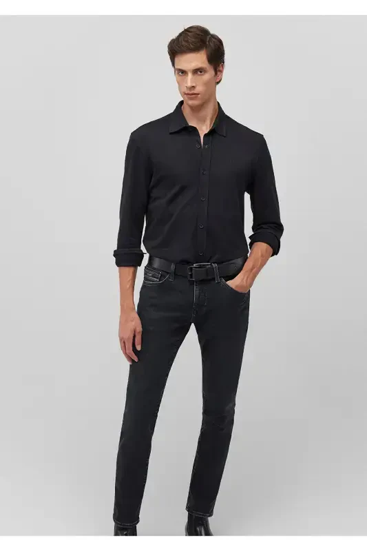 Черная Вязаная Рубашка Slim Fit / Узкий Крой 0211107-900 - 2