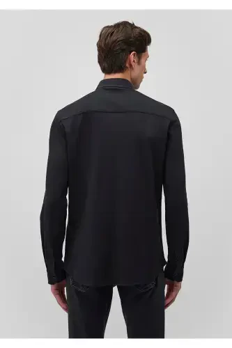 Черная Вязаная Рубашка Slim Fit / Узкий Крой 0211107-900 - 4