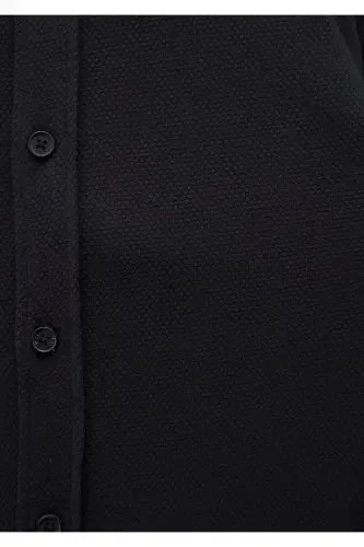 Черная Вязаная Рубашка Slim Fit / Узкий Крой 0211107-900 - 6