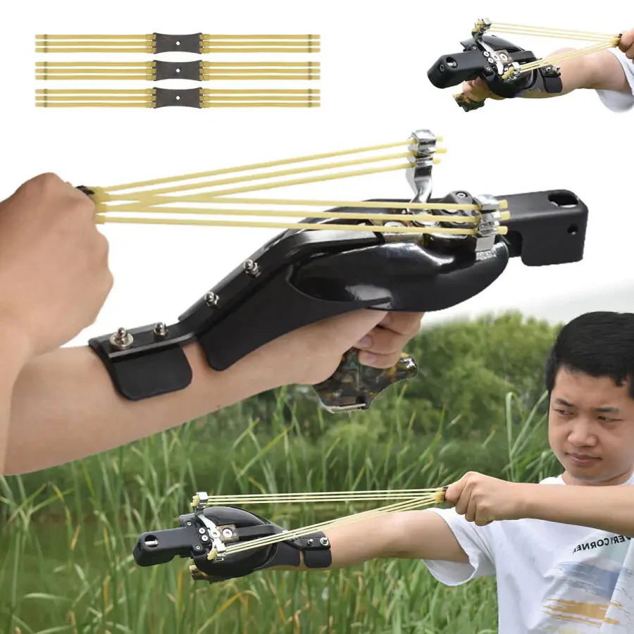 Чёрная взрослая охотничья рогатка с защитной пластиной из нержавеющей стали Clianle - 1