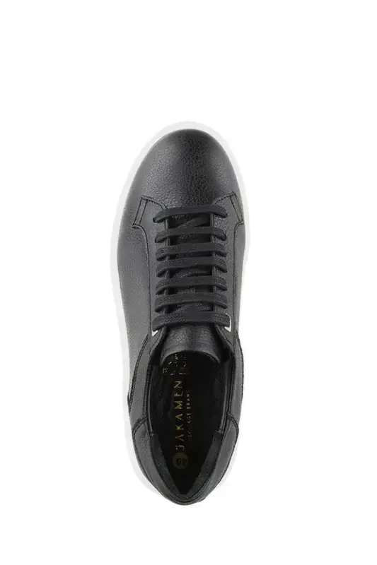 Чёрно-белые кожаные повседневные кроссовки на шнуровке - 5