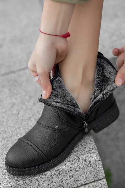 Черные ботинки на меху для повседневной носки, удобные, водонепроницаемые, прочные, с гарантией, нескользящая подошва - BY OXFORD (1)