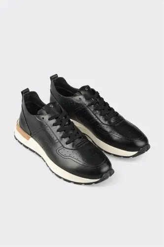 Черные кожаные мужские кроссовки - ELLE SHOES (1)
