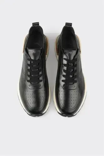 Черные кожаные мужские кроссовки - 4