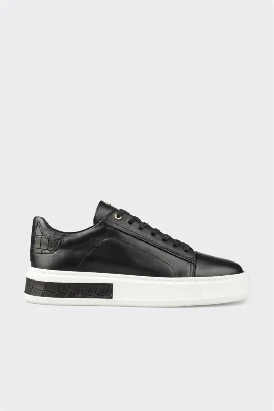 Черные кожаные мужские кроссовки - Черный - ELLE SHOES