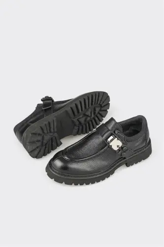 Черные кожаные мужские повседневные туфли - 3