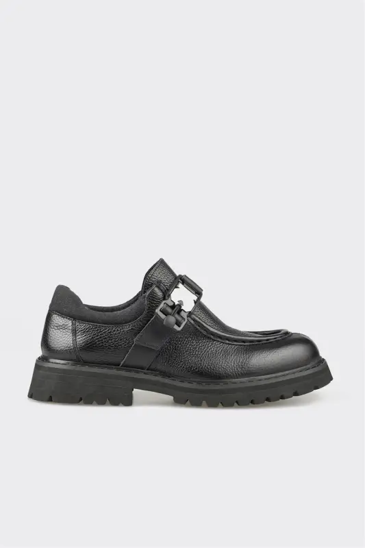 Черные кожаные мужские повседневные туфли - ELLE SHOES