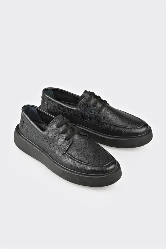 Черные кожаные мужские повседневные туфли - ELLE SHOES (1)