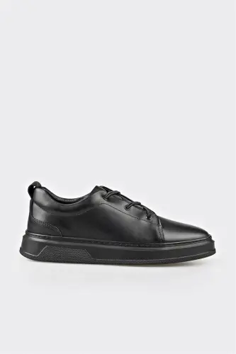 Черные кожаные мужские повседневные туфли - ELLE SHOES (1)
