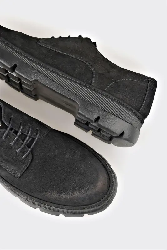 Черные кожаные мужские повседневные туфли - Черный - 5