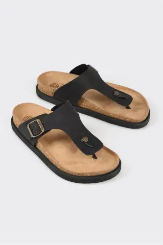 Черные кожаные мужские тапочки - ELLE SHOES (1)