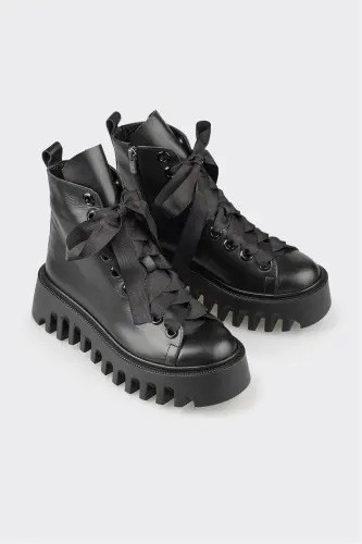 Черные кожаные женские ботинки на каждый день - Черный - ELLE SHOES (1)