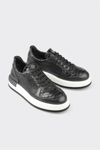 Чёрные кожаные женские кроссовки — чёрные - ELLE SHOES (1)
