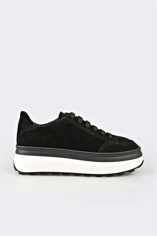 Чёрные кожаные женские кроссовки-чёрные - ELLE SHOES