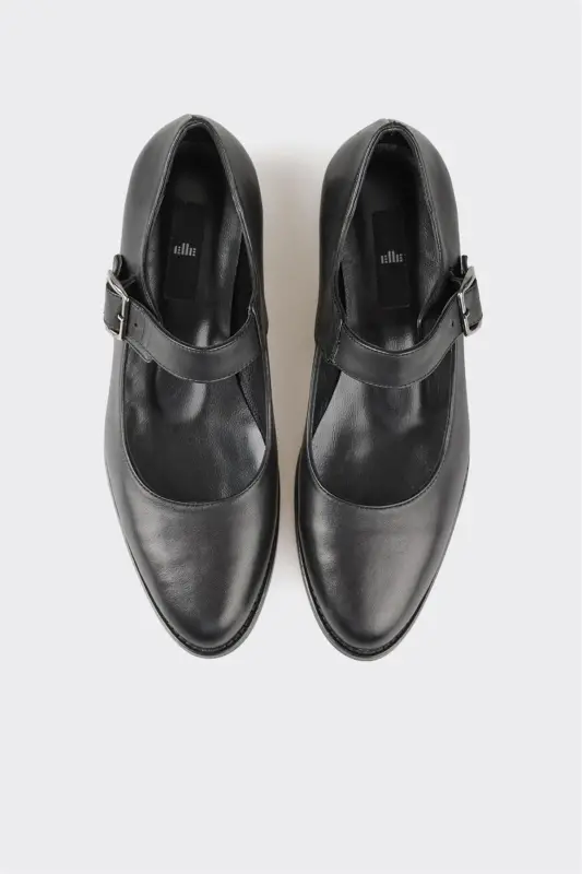 Черные кожаные женские повседневные туфли - ELLE SHOES