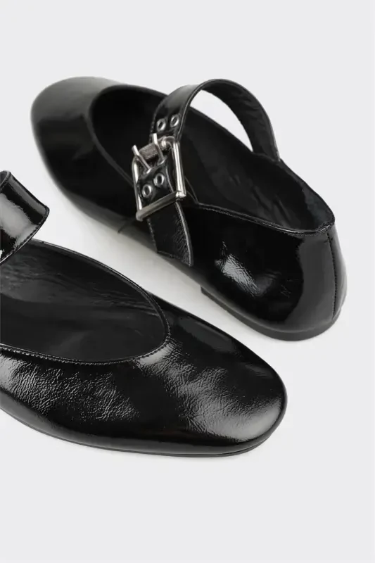 Черные кожаные женские повседневные туфли - 5