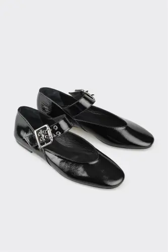 Черные кожаные женские повседневные туфли - ELLE SHOES (1)
