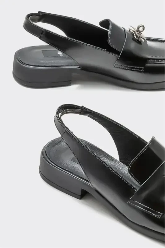 Черные кожаные женские повседневные туфли - 3