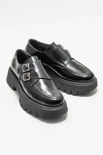 Черные кожаные женские повседневные туфли - ELLE SHOES (1)