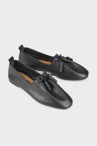 Черные кожаные женские повседневные туфли - Черный - ELLE SHOES (1)