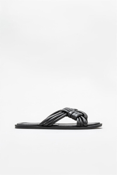 Чёрные кожаные женские сандалии - ELLE SHOES