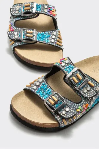 Черные кожаные женские тапочки - черные - 3