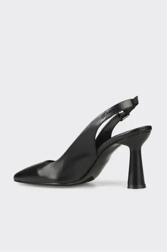 Чёрные кожаные женские туфли на каблуках - 3