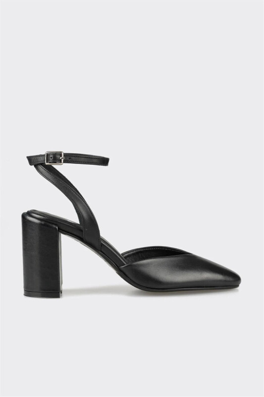 Чёрные кожаные женские туфли на каблуке - ELLE SHOES