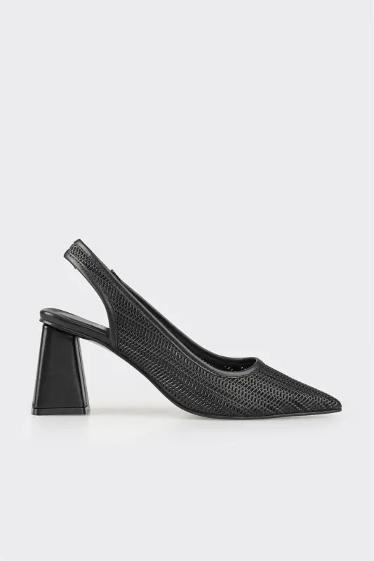 Чёрные кожаные женские туфли на каблуке - ELLE SHOES