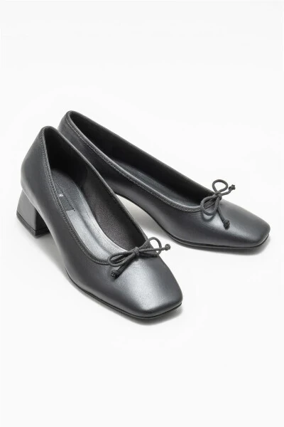 Чёрные кожаные женские туфли на каблуке - ELLE (1)