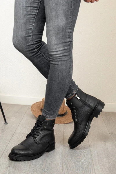 Черные повседневные сапоги с меховой подкладкой, водонепроницаемые, с гарантией, прочной нескользящей резиновой подошвой - 7