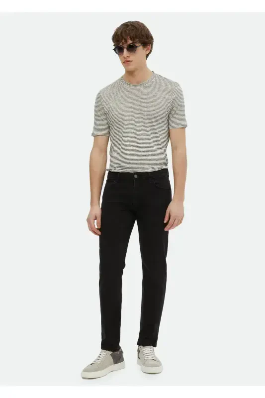 Черные прямые джинсы slim fit из хлопчатобумажной смеси - 1