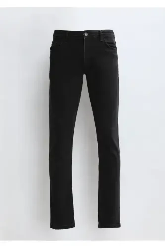 Черные прямые джинсы slim fit из хлопчатобумажной смеси - 6