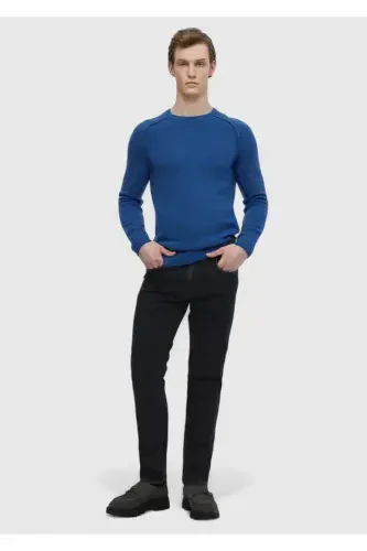 Чёрные прямые джинсы slim fit из хлопчатобумажной смеси - 1
