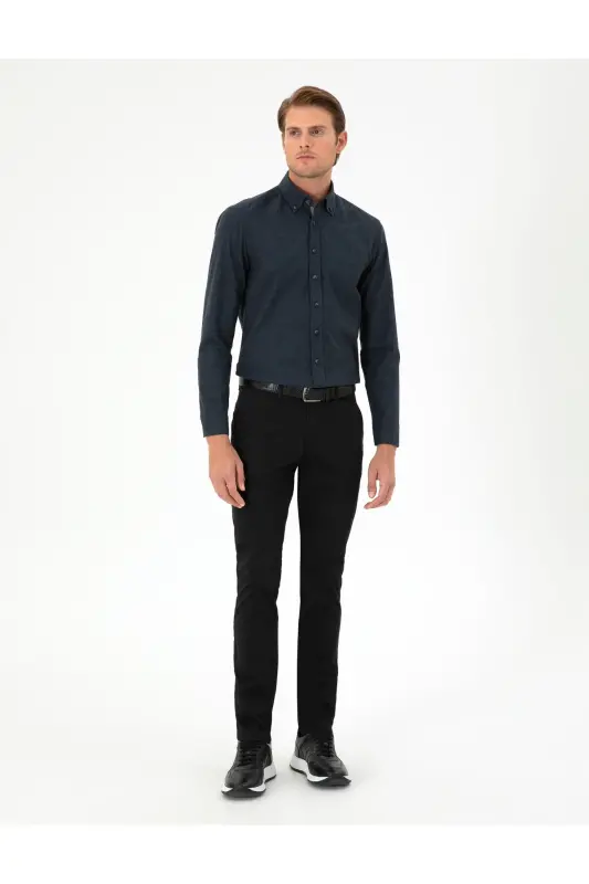 Черные Slim Fit Basic Canvas Брюки 50292522-VR046-SİYAH - PIERRE CARDIN