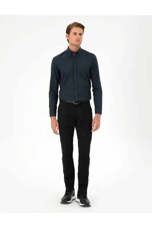 Черные Slim Fit Basic Canvas Брюки 50292522-VR046-SİYAH - 3