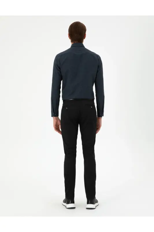 Черные Slim Fit Basic Canvas Брюки 50292522-VR046-SİYAH - 4