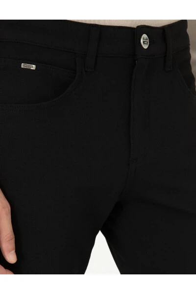 Черные узкие брюки из канваса - 5